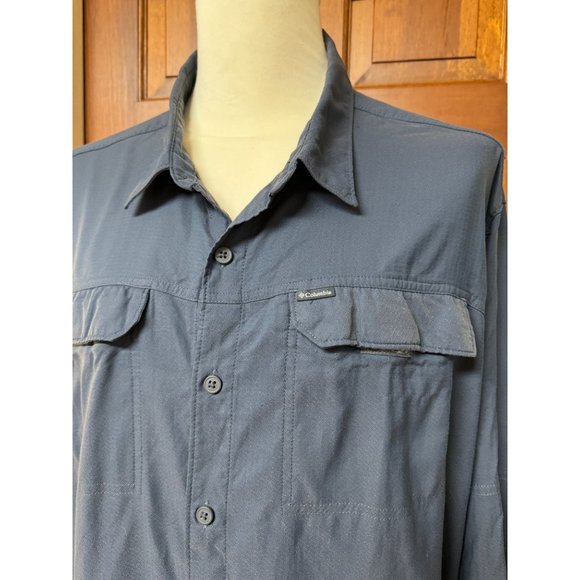 Columbia Omni-Shade‎ Button Down Shirt Mens 3X Blue Long Sleeve Vented Fishing - Picture 1 of 12